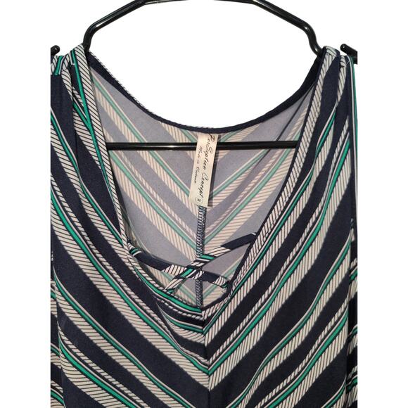 PerSeption Concept Black & White Chevron V-Neck Dress Size M EUC - Picture 2 of 3